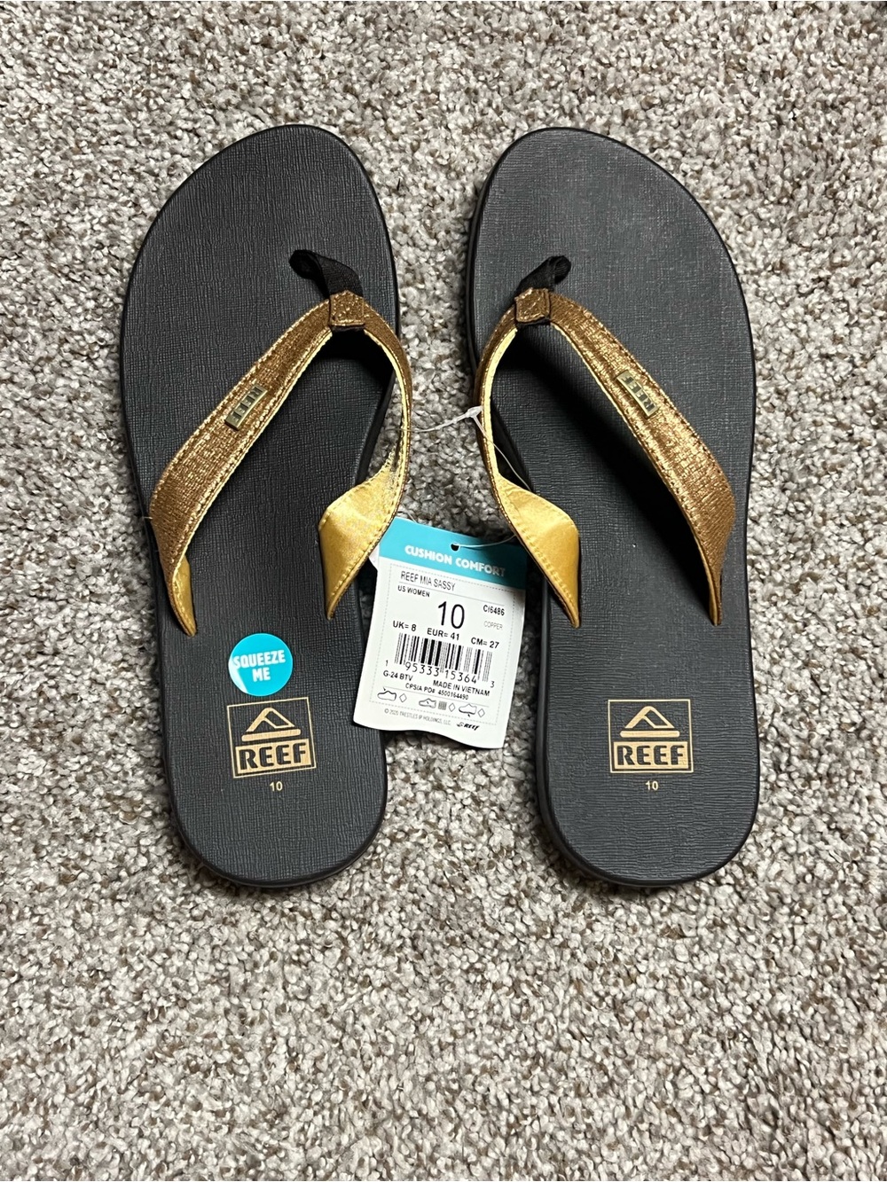 Roxy Gold and Black Women's Sandal Flip Flops